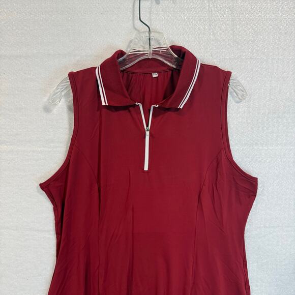 FKEEP Women’s Tennis Golf Dress 2XL Burgundy Athletic Zipper with Shorts NWT - Picture 3 of 12